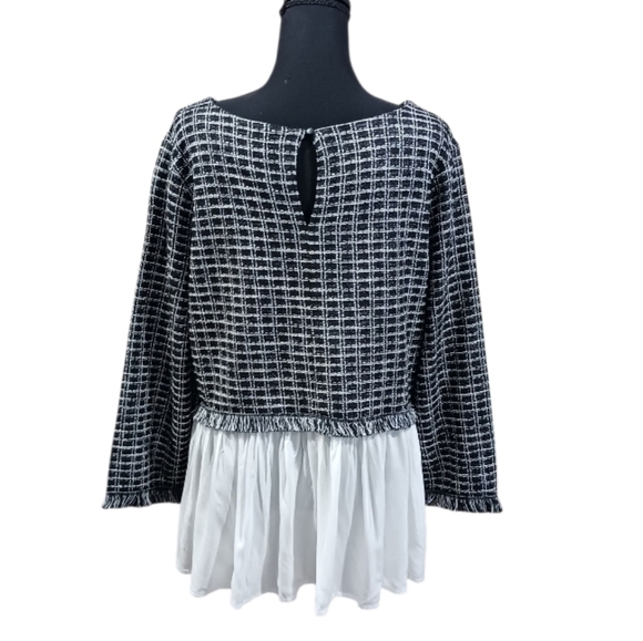 Maeve Anthropologie Tweed Twofer Fringe Layer Look Top - Picture 4 of 11